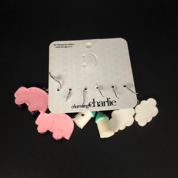 Charming Charlie school bus and cloud barn resin 3 pack set earrings jewelry - Picture 2 of 3